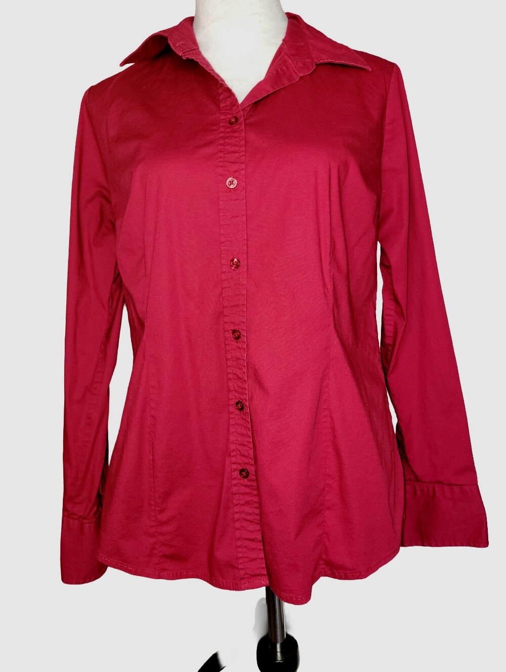 Merona Tailored Long Sleeve Button Down Shirt - Deep Red - Size Large